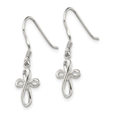 Sterling Silver Rhodium-plated Polished Cross Dangle Earrings